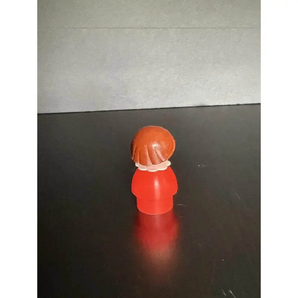 Vintage Fisher Price Little People Plastic Girl Red Body & Brown Hair